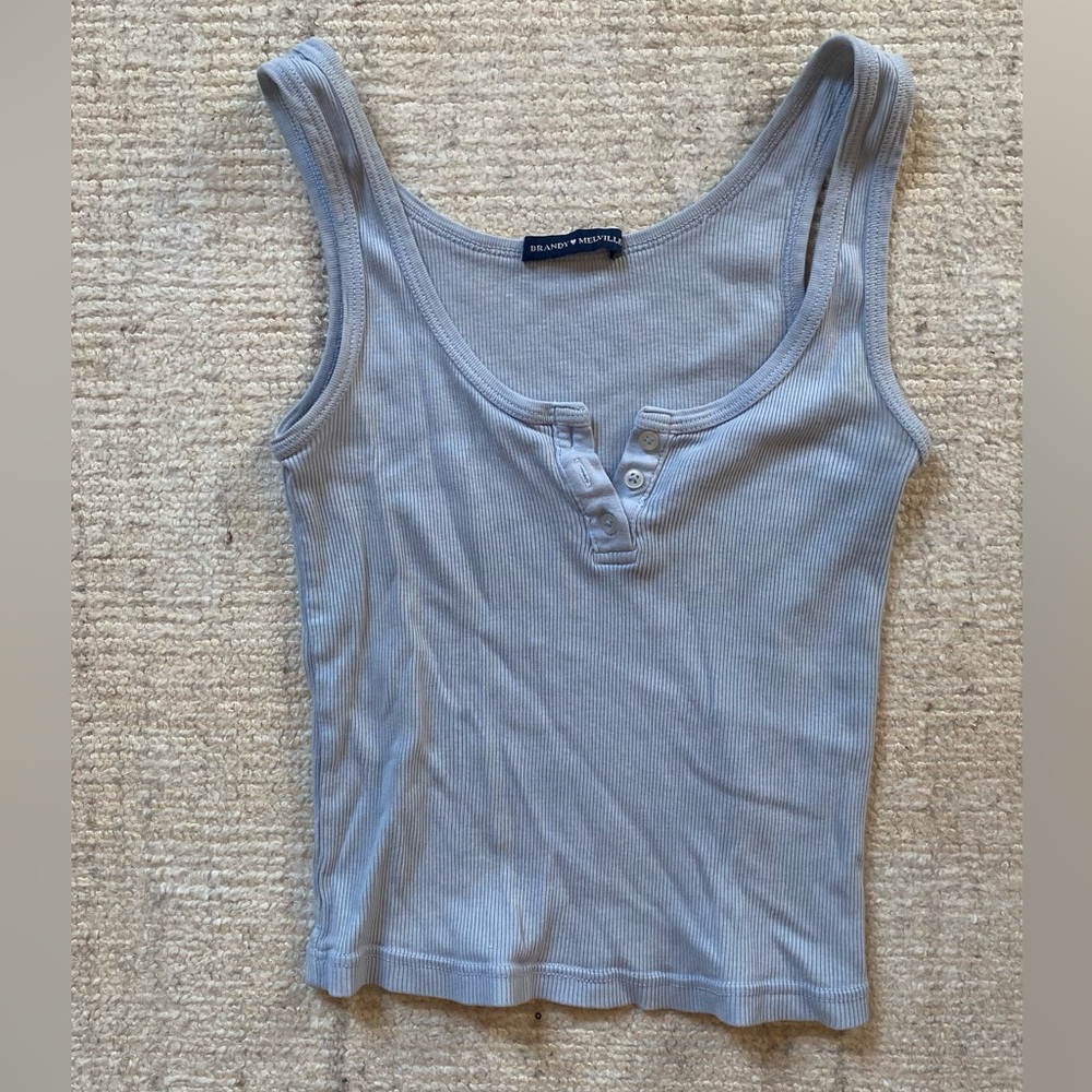 Brandy Melville Light Blue Ribbed Tank Top